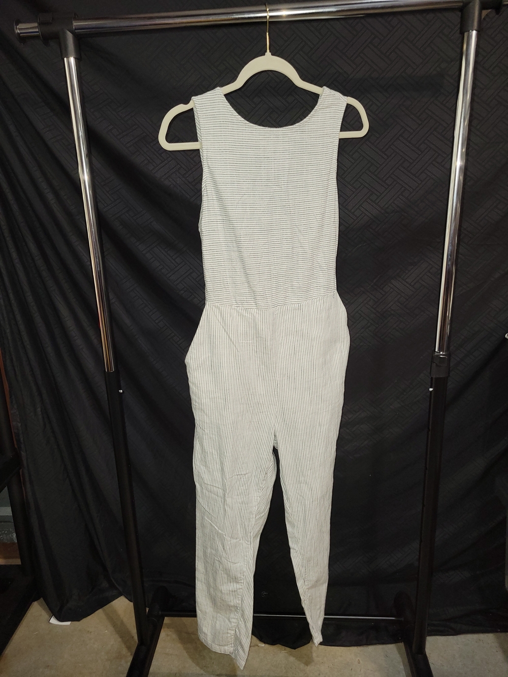 Marine Layer Eloise Coastal Stripe Belted Sleeveless Cut Out Jumpsuit - Medium